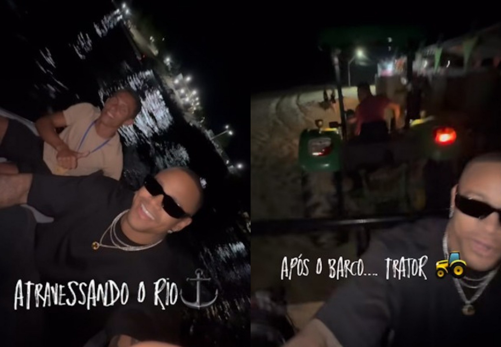 Barco e até trator: Leo Santana mostra como foi o transporte para chegar a show em praia do Tocantins